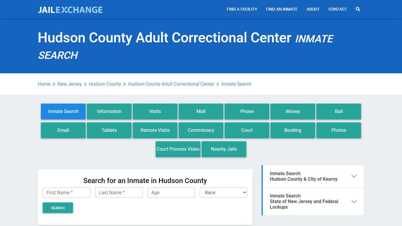 Hudson County Adult Correctional Center Inmate Search