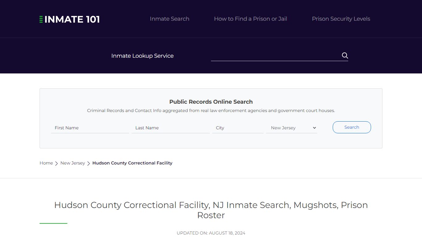 Hudson County Correctional Facility, NJ Inmate Search, Mugshots, Prison ...